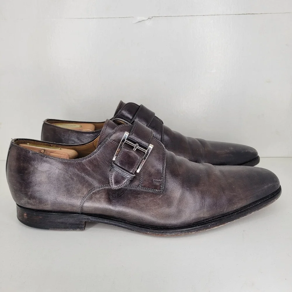 Mens Magnanni Marco Monk Strap Loafer Shoe Buckle 11M Catalux Grey Leather (N16)